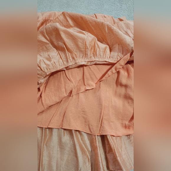 ENDLESS ROSE EXTRA SMALL XS ORANGE BUTTON DETAIL TIERED MAXI MIDI DRESS - Picture 6 of 9